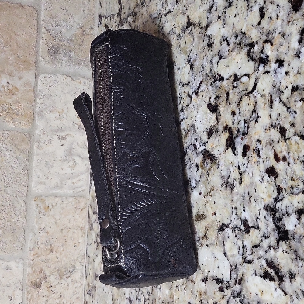 Patricia Nash Black Tooled Isla Wristlet
